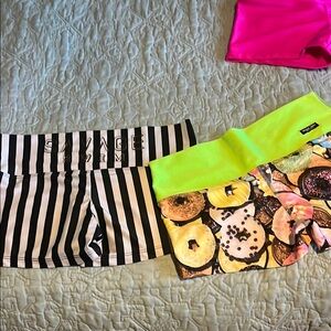 Savage Swim Shorts Set - Pink, Green, and Black Stripes